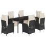 Set de comedor de jardín 7 pzas y cojines ratán sintético negro de , Conjuntos de jardín - Ref: Foro24-3213390, Precio: 1,00 ...
