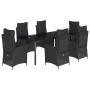 Set de comedor de jardín 7 pzas y cojines ratán sintético negro de , Conjuntos de jardín - Ref: Foro24-3213191, Precio: 906,6...