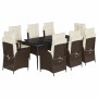 Set comedor para jardín 9 pzas y cojines ratán sintético marrón de , Conjuntos de jardín - Ref: Foro24-3213203, Precio: 1,00 ...