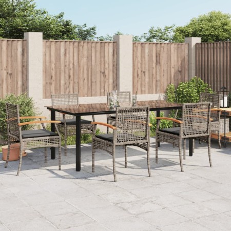 Set comedor jardín 7 pzas y cojines ratán sintético gris de , Conjuntos de jardín - Ref: Foro24-3213622, Precio: 527,21 €, De...