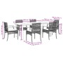 Set de comedor de jardín 7 pzas y cojines ratán sintético negro de , Conjuntos de jardín - Ref: Foro24-3213608, Precio: 510,4...