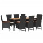 Set de comedor de jardín 9 pzas y cojines ratán sintético negro de , Conjuntos de jardín - Ref: Foro24-3277521, Precio: 1,00 ...