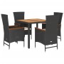 Set de muebles jardín 5 pzas con cojines ratán sintético negro de , Conjuntos de jardín - Ref: Foro24-3277502, Precio: 626,25...