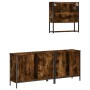 Set de muebles baño 3 pzas madera contrachapada roble ahumado de , Muebles de baño - Ref: Foro24-3214672, Precio: 173,50 €, D...