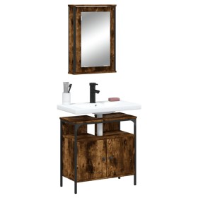 Set de muebles baño 2 pzas madera contrachapada roble ahumado de , Muebles de baño - Ref: Foro24-3214777, Precio: 91,90 €, De...