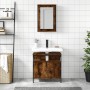 Set de muebles baño 2 pzas madera contrachapada roble ahumado de , Muebles de baño - Ref: Foro24-3214777, Precio: 91,90 €, De...