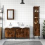 Set de muebles baño 4 pzas madera contrachapada roble ahumado de , Muebles de baño - Ref: Foro24-3214812, Precio: 234,36 €, D...