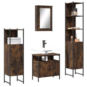 Set de muebles baño 4 pzas madera contrachapada roble ahumado de , Muebles de baño - Ref: Foro24-3214827, Precio: 221,08 €, D...