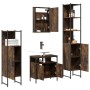 Set de muebles baño 4 pzas madera contrachapada roble ahumado de , Muebles de baño - Ref: Foro24-3214827, Precio: 221,08 €, D...