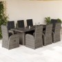 Set comedor jardín 9 pzas y cojines ratán sintético gris en Conjuntos de jardín | Comprar online en Foru.es