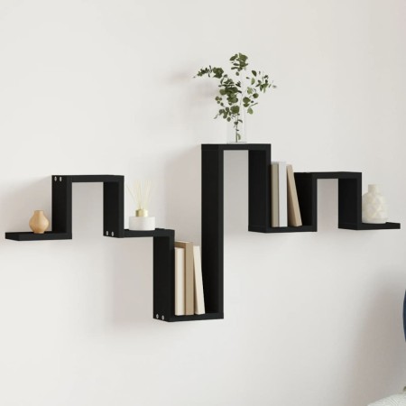 Estantería de pared madera de ingeniería negro 104,5x10x43 cm de , Estantes y estanterías - Ref: Foro24-840724, Precio: 24,53...