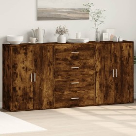 Aparadores 3 uds madera de ingeniería roble ahumado 60x31x84 cm de , Aparadores - Ref: Foro24-3276578, Precio: 221,82 €, Desc...