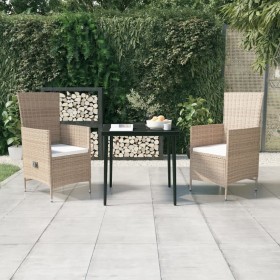 Juego de comedor de jardín 3 piezas con cojines beige de , Conjuntos de jardín - Ref: Foro24-3099455, Precio: 348,79 €, Descu...