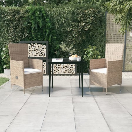 Juego de comedor de jardín 3 piezas con cojines beige de , Conjuntos de jardín - Ref: Foro24-3099455, Precio: 348,79 €, Descu...