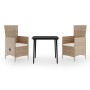 Juego de comedor de jardín 3 piezas con cojines beige de , Conjuntos de jardín - Ref: Foro24-3099455, Precio: 348,79 €, Descu...