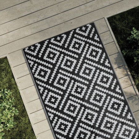 Alfombra de exterior ARAKIL blanca y negra 80x150 cm PP de , Protectores para exterior - Ref: Foro24-368571, Precio: 21,20 €,...