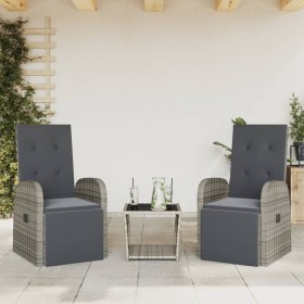Set comedor de jardín 3 piezas con cojines ratán sintético gris en Conjuntos de jardín | Comprar online en Foru.es