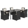 Set de comedor de jardín 7 pzas y cojines ratán sintético negro de , Conjuntos de jardín - Ref: Foro24-3262838, Precio: 907,2...