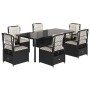 Set de comedor de jardín 7 pzas y cojines ratán sintético negro de , Conjuntos de jardín - Ref: Foro24-3262969, Precio: 810,1...