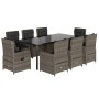 Set comedor jardín 9 pzas y cojines ratán sintético gris de , Conjuntos de jardín - Ref: Foro24-3262867, Precio: 1,00 €, Desc...