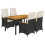 Set de muebles jardín 5 pzas con cojines ratán sintético negro de , Conjuntos de jardín - Ref: Foro24-3276834, Precio: 561,74...