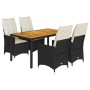 Set de muebles jardín 5 pzas con cojines ratán sintético negro de , Conjuntos de jardín - Ref: Foro24-3276682, Precio: 582,77...