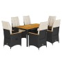 Set de comedor de jardín 7 pzas y cojines ratán sintético negro de , Conjuntos de jardín - Ref: Foro24-3276836, Precio: 807,1...