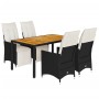 Set de muebles jardín 5 pzas con cojines ratán sintético negro de , Conjuntos de jardín - Ref: Foro24-3276857, Precio: 603,19...