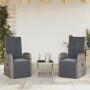 Set comedor de jardín 3 piezas con cojines ratán sintético gris en Conjuntos de jardín | Comprar online en Foru.es