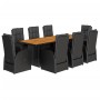 Set de comedor de jardín 9 pzas y cojines ratán sintético negro en Conjuntos de jardín | Comprar online en Foru.es
