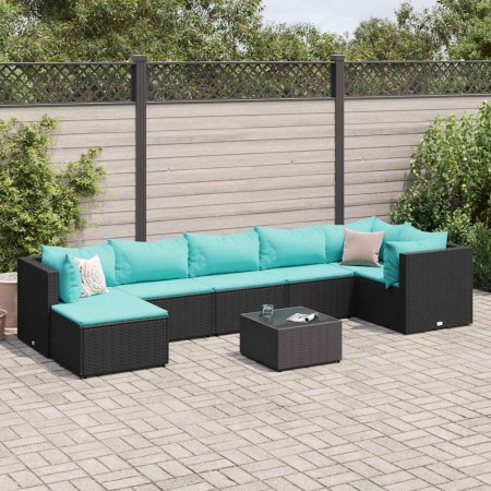 Set de muebles de jardín 8 pzas y cojines ratán sintético negro de , Conjuntos de jardín - Ref: Foro24-3308236, Precio: 526,2...