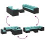 Set de muebles de jardín 8 pzas y cojines ratán sintético negro de , Conjuntos de jardín - Ref: Foro24-3308236, Precio: 526,2...
