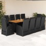 Set de comedor jardín 11 pzas con cojines ratán sintético negro en Conjuntos de jardín | Comprar online en Foru.es