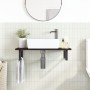 Estante de lavabo de pared de acero y madera maciza de roble de , Tocadores de baño - Ref: Foro24-3302585, Precio: 70,23 €, D...