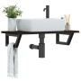 Estante de lavabo de pared de acero y madera maciza de roble de , Tocadores de baño - Ref: Foro24-3302587, Precio: 71,08 €, D...