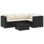Set de muebles de jardín 5 pzas y cojines ratán sintético negro de , Conjuntos de jardín - Ref: Foro24-3308080, Precio: 388,4...