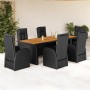 Set de comedor de jardín 7 pzas y cojines ratán sintético negro en Conjuntos de jardín | Comprar online en Foru.es