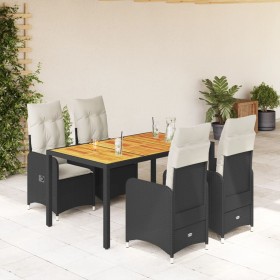 Mesita y sillas jardín 5 pzas y cojines ratán sintético negro de , Conjuntos de jardín - Ref: Foro24-3276978, Precio: 583,63 ...