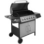 Barbacoa grill de gas 6+1 quemadores negra y plateada de , Barbacoas - Ref: Foro24-273793, Precio: 438,04 €, Descuento: %