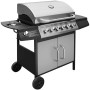 Barbacoa grill de gas 6+1 quemadores negra y plateada de , Barbacoas - Ref: Foro24-273793, Precio: 438,04 €, Descuento: %