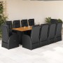 Set de comedor jardín 11 pzas con cojines ratán sintético negro en Conjuntos de jardín | Comprar online en Foru.es