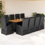 Set de comedor jardín 11 pzas con cojines ratán sintético negro en Conjuntos de jardín | Comprar online en Foru.es