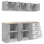 Armarios 6 uds para garaje madera de ingeniería ris hormigón de , Armarios industriales - Ref: Foro24-3328344, Precio: 483,38...