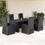Set de comedor de jardín 7 pzas y cojines ratán sintético negro en Conjuntos de jardín | Comprar online en Foru.es
