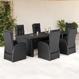 Set de comedor de jardín 7 pzas y cojines ratán sintético negro en Conjuntos de jardín | Comprar online en Foru.es