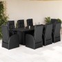 Set de comedor de jardín 9 pzas y cojines ratán sintético negro en Conjuntos de jardín | Comprar online en Foru.es