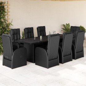 Set de comedor de jardín 9 pzas y cojines ratán sintético negro en Conjuntos de jardín | Comprar online en Foru.es