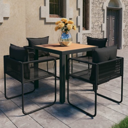 Set de comedor de jardín de 5 piezas PVC ratán negro y marrón de , Conjuntos de jardín - Ref: Foro24-3060107, Precio: 430,11 ...