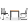 Set de comedor de jardín de 3 piezas PVC ratán negro y marrón de , Conjuntos de jardín - Ref: Foro24-3060124, Precio: 263,13 ...