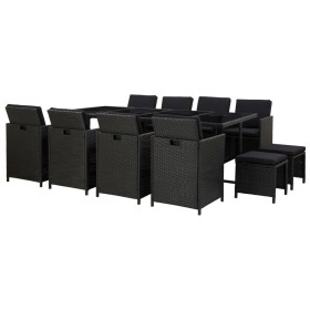 Set comedor de jardín 13 piezas y cojines ratán sintético negro de , Conjuntos de jardín - Ref: Foro24-46534, Precio: 915,67 ...